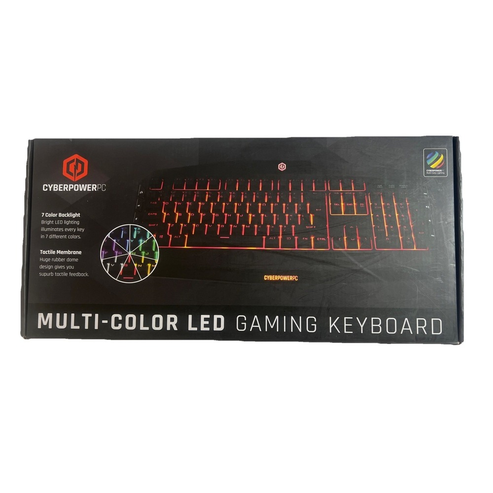 CyberPowerPC multi-color‎ led gaming keyboard wired USB-open Box